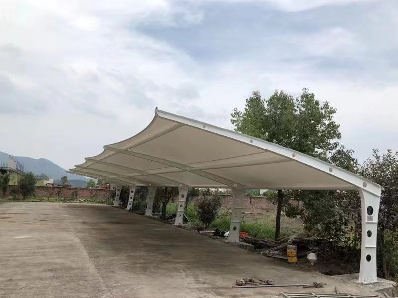 梁溪区小区改造停车棚工程，膜结构非机动车棚定制厂家-2